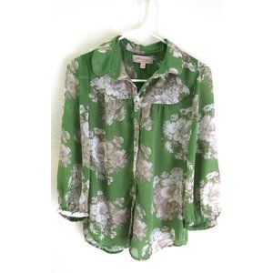 Philosophy Green Floral Blouse